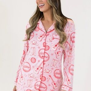 Pink Guitar Print Women's Pajama Set